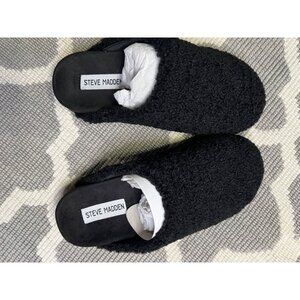 Steve Madden Women's Black Fleece lined Slippers Size 7M Black Polyester Cozy
